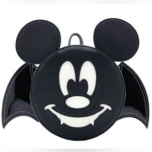 Loungefly Black and White Mickey Bat Backpack Glows in the Dark